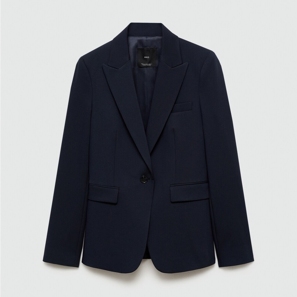 Mango Elegant Fitted Navy Blue Women's Blazer